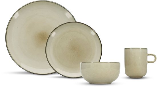 Service de table sel et poivre 16 pièces, Ivory Meridian