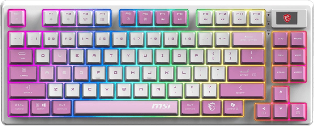MSI FORGE GK600 TKL W VIOLET US - Gaming Keyboard - Mechanical Linear Switches - RGB LED
