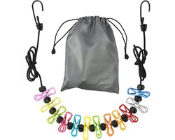 Waslijn - wasdrooglijn buiten - intrekbare, draagbare waslijn voor op reis, waslijn met 12 wasklemmen - voor binnengebruik - wasdrooglijn - buitenkampeeraccessoires