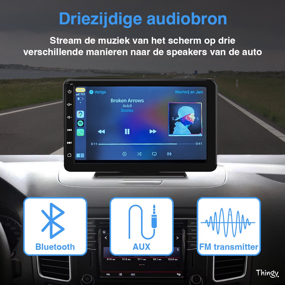 CarPlay Android Auto scherm 7 inch touchscreen universeel auto draadloos spraakbediening Bluetooth AUX FM - Afbeelding 5