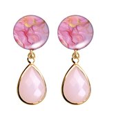Clip oorbellen -Mosi Jo -roze -hanger- geen gaatje- lang- Charme Bijoux