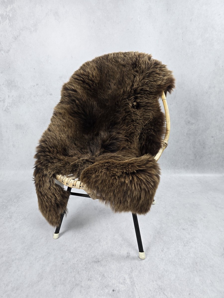 Schapenvacht Texels- Exclusieve collectie - Woondecoratie – Zwart, Bruin- 100% echt natuurlijke wollen vacht – 100x85 cm