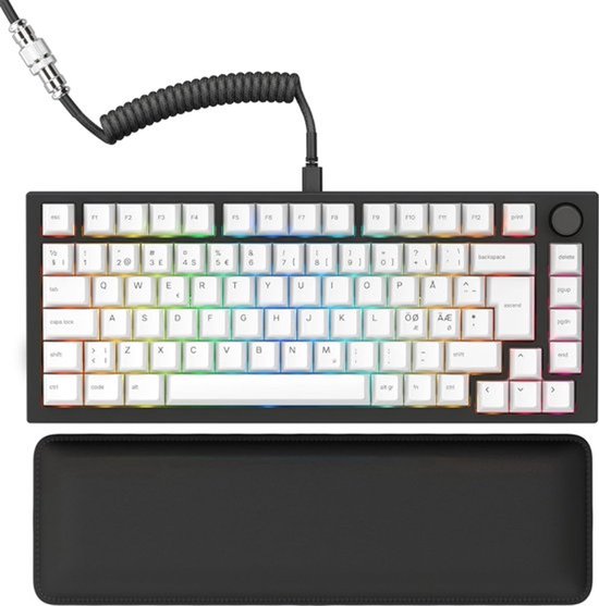 Coopi - GMMK PRO 75% Gaming Toetsenbord - Modulair-Hot-Swappable-RGB-Fox Switches-Opgerolde Kabel-PBT Keycaps-Polsworst - Zwart (Duits QWERTZ)
