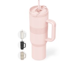 Gourde ONYX avec paille 1 litre - Gourde pour Enfants et Adultes - Gourde isotherme en acier inoxydable - Gourde motivante - Gobelet pour École - Pink Candy