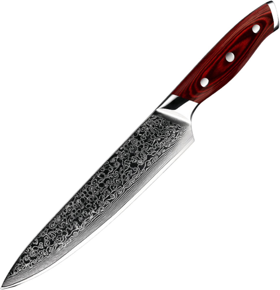 Dastium Home - 67-Laags Damascus Staal Koksmes 20CM - Damaststaal Keukenmes - Japans Mes van Echt Damascus Staal - Met Ergonomisch Pakkahouten Handvat