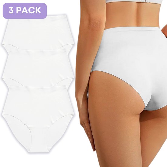 Naadloze High waist slip voor Dames - Wit - Maat XL - Set van 3 - Shapetape - Ultrazacht - Naadloos ondergoed dames - Seamless ondergoed dames - Invisible string - Dames slip - onzichtbaar ondergoed