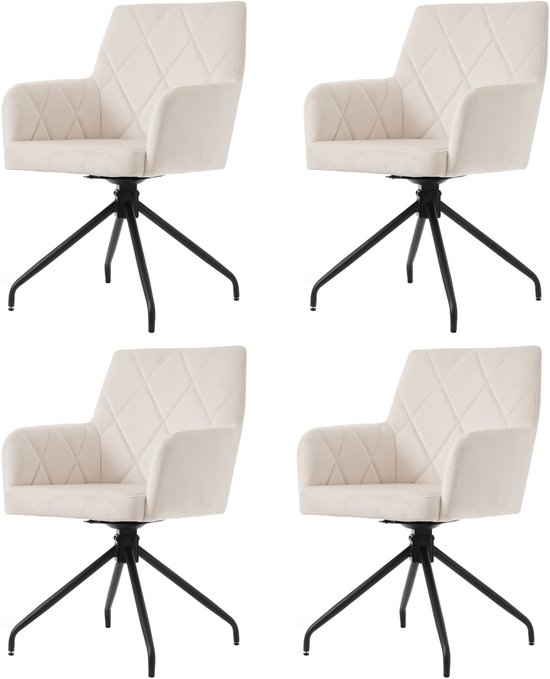 chairus Draaibare eetkamerstoelen, set van 2 keukenstoelen in chenille-stof, gestoffeerde fauteuil voor eetkamer (groen