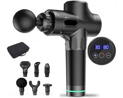 Massage Gun - Massage Apparaat - Massage Pistool - Inclusief Koffer en 6 Opzetstukken - Krachtig en Draadloos - Extra Krachtig en Stil - Sport en Relax Massage Apparaat - Professioneel - Fitness - Zwart