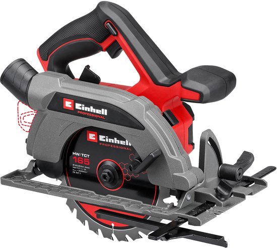 Einhell Professional Accu Cirkelzaag TP-CS 18/165 Li BL Solo - Power X-Change - 18 V/Li-ion - 5.000 t/min - Ø165x20 mm/24 T - Max. Zaagdiepte: 90°/45°: 59/44 mm - Excl. accu en lader