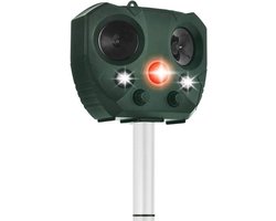 Ultrasone Kattenverjager - Kattenschrik - Zonneenergie - Marterverjager - Op Batterijen - Met Adapter - Katten Afweermiddel - Tuin - Ongedierte Verjager - Diervriendelijke Ultrasone Dierenverjager Op Zonne Energie