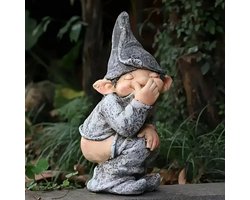 SnorbelĀ® Kabouter Poepend - Kabouter Beeld - Tuinkabouter Grappig - Kabouter - Kabouter Beeldje - Poepende Kabouter - Tuinkabouters - Tuinkabouters Voor Buiten - Tuindecoratie - Decoratie
