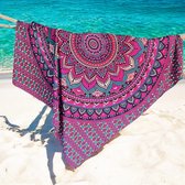Bol.com XXL Strandlaken - 240 x 210 - tweepersoons strandkleed - Paars/Turquoise - XL strandkleed - 100% katoen - Dunne sprei - ... aanbieding