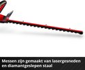 Einhell heggenschaar met lasergesneden en diamantgeslepen stalen messen.