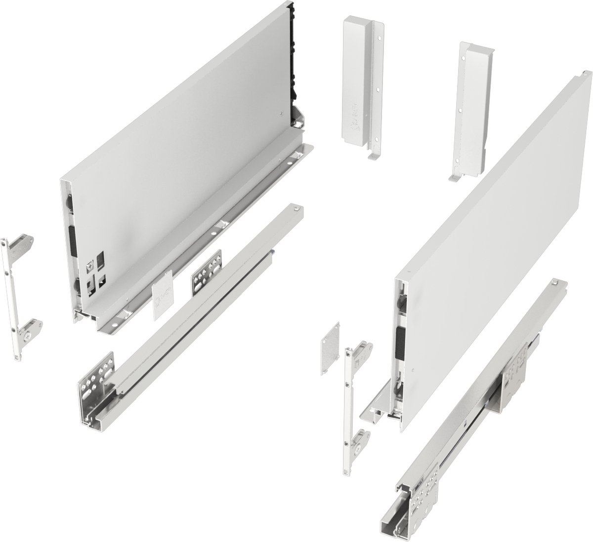 Lasysteem JUNKER-SLIM Wit Hoogte: 167 mm Diepte: 350 mm stressbestendig tot 40 Kg Soft-Close La met 13 mm smalle ladebakken