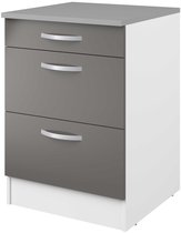 Meuble bas Eko 60x60 avec 3 tiroirs - gris