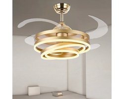 Bovista Plafondventilator - Met Verlichting - Plafond Ventilator - Met Lamp - Plafonniere Met Ventilator - Met Licht - Goud - 106cm