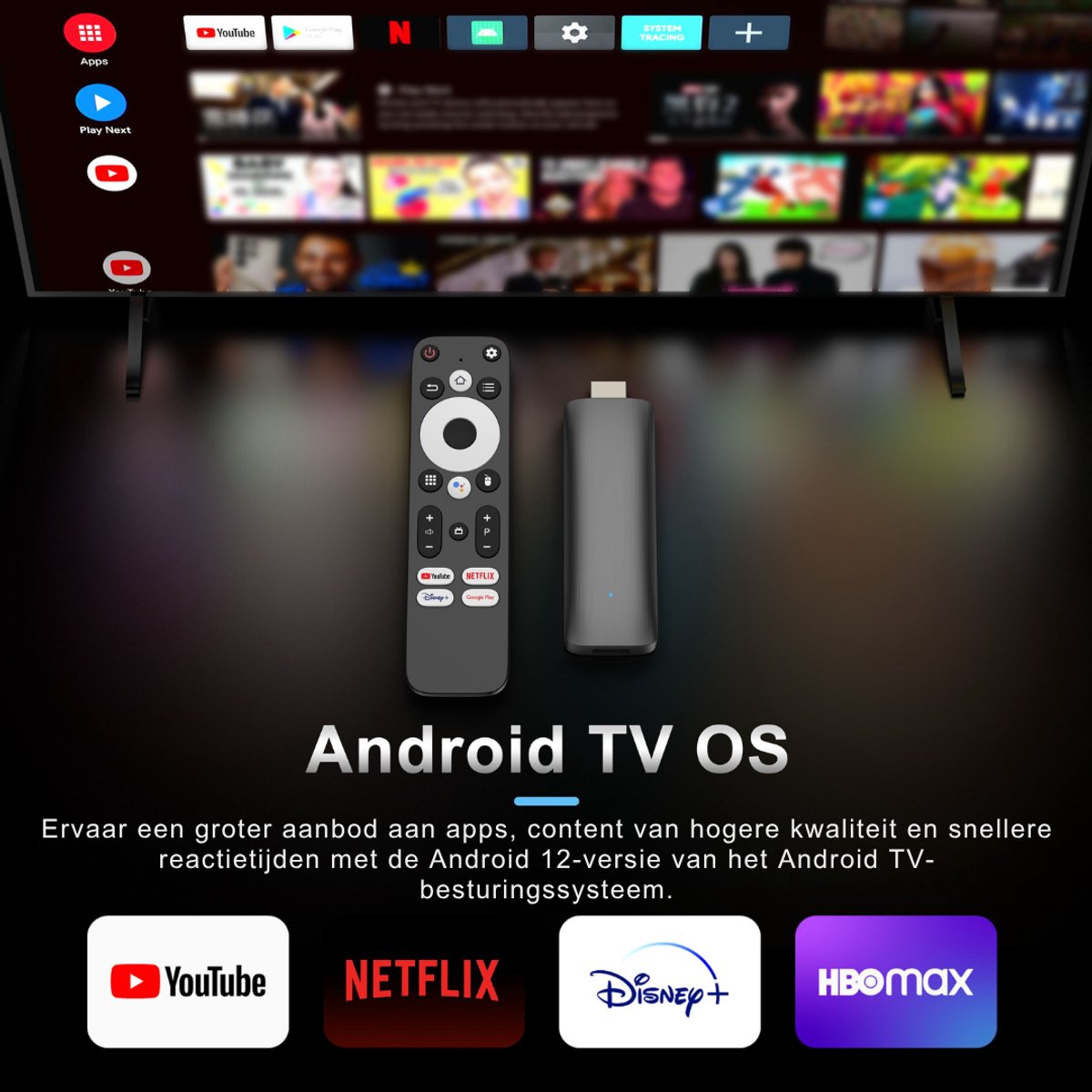 Elcostar Streaming Box Android TV Stick - 4K UHD & HDR - Chromecast ingebouwd - Android 12 - Android TV HDMI Stick - Android TV box Eenvoudig te installeren - Mediabox - iptv box - Inclusief HDMI kabel - zwart — cadeau in Elektronica - foto 2