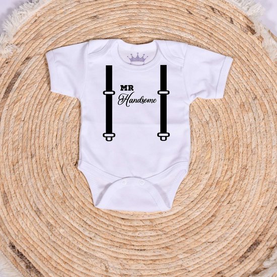 Romper Mr Handsome - Maat 50/56 - Rompertje - Zwanger - Kraamcadeau - Babyshower - Babykleding