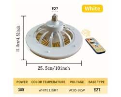 Bovista Plafondventilator - Met Verlichting - Plafond Ventilator - Met Lamp - Plafonniere Met Ventilator - Met Licht - Wit - 25cm