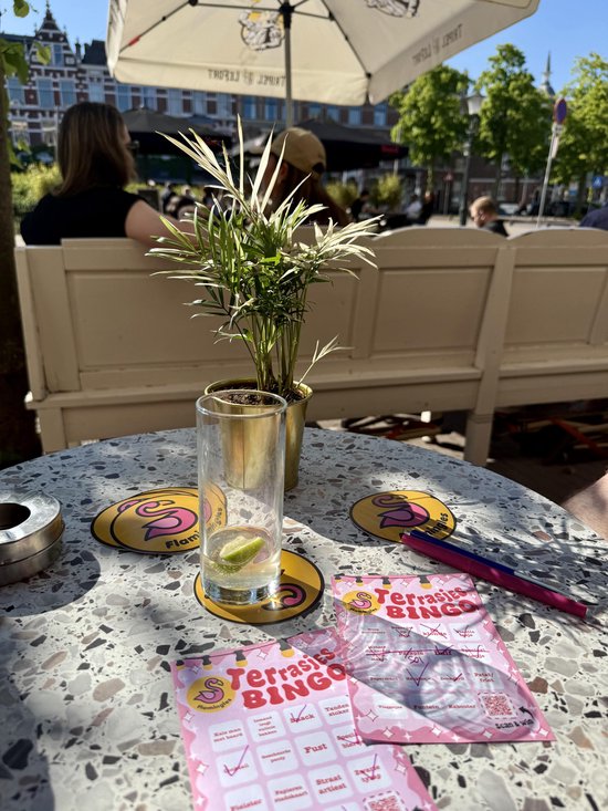 Flamingles Terrasjes Bingo - Spelletje voor Volwassenen - Grappig Kaartspel - Zomeractiviteit - Cadeau voor Vrienden / Vakantie / Borrel van Merkloos — afbeelding 3