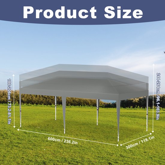 Pergola met uittrekbaar dak, 3,6 x 3 m paviljoen, waterdicht, stabiel, winterbestendig