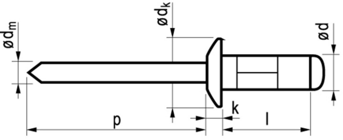 Masterfix blindklinknagel 3.0x6mm - platbolkop (Per 500 stuks)