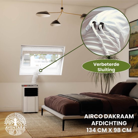 Airco dakraam afdichting 134×98 cm voor Velux UK04, Fakro, Optilight, Roto – raamafdichtingskit slang afsluiten