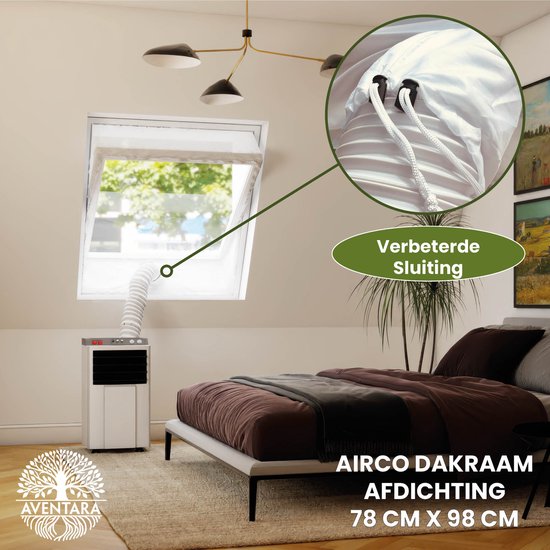 Airco Dakraam Afdichting 78×98 cm voor Velux MK04, Fakro, Optilight, Luxtra – Raamafdichtingskit Slang Afsluiten