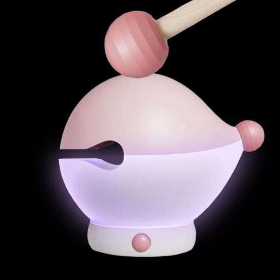 Houten Vis Nachtlampje - Oplaadbare Dimbare Tafellamp - Met Leuke Stickers - Drie Helderheidsniveaus - Klein Draadloos Bedlampje - Geschikt voor Babykamer - Badkamer - Sfeervol Nachtlampje - Dimbare Tafellamp - Houten Vis Kloppende Lamp (Roze) van Merkloos — afbeelding 3