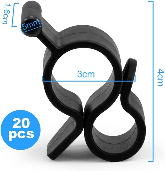 Luifelhaken - Set van 20 RV Luifel Haken - Hemming Rail Haken - Luifelhangers - Accessoires caravan - Camping Luifel Haken - voor Caravan Kerstfeest Kampeertent Binnen Buitendecoratie - Zwart van Merkloos — afbeelding 5