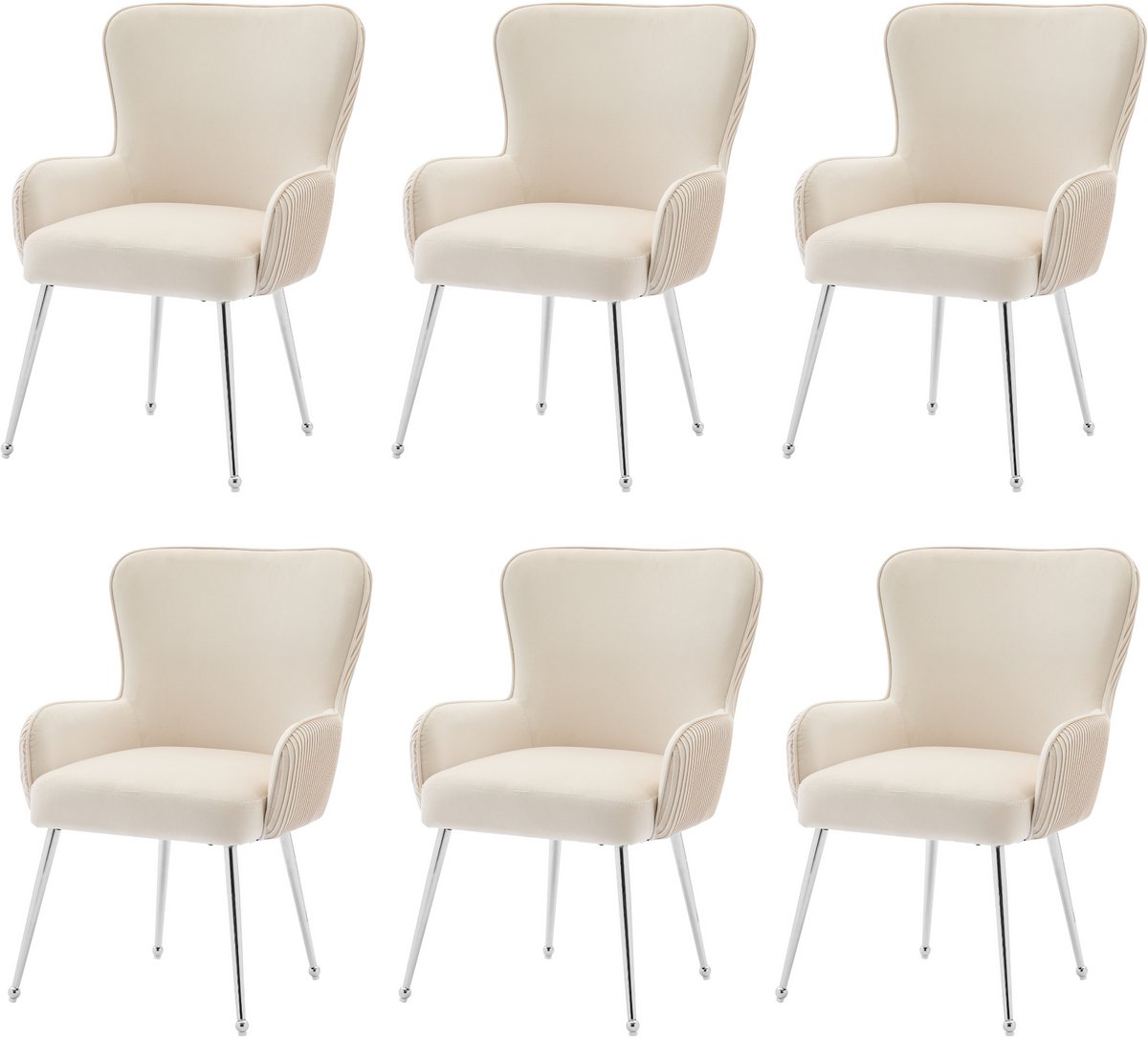 Fluwelen eetkamerstoel - set van 6 - woonkamer - slaapkamer - loungestoel - met armleuning