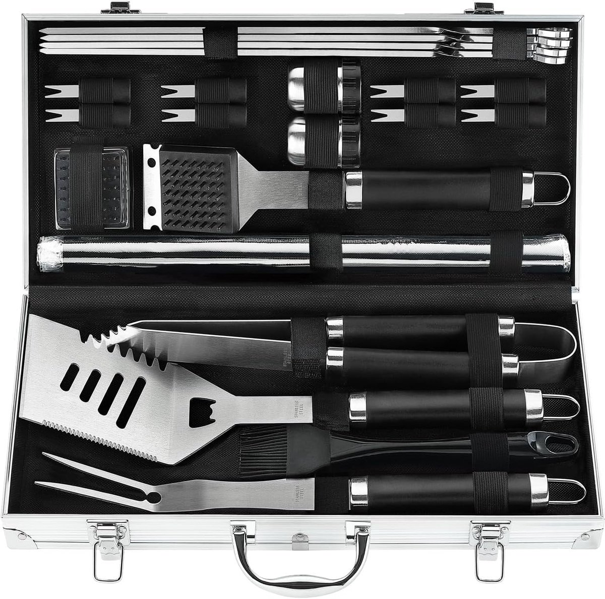 Zandarix 21 Stuks Barbecue Grillset - Roestvrij staal - Cadeauset - Set met BarbecueGrill Matten