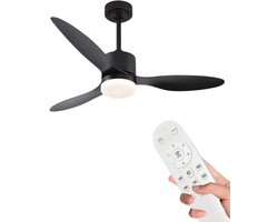 Livano Plafondventilator - Met Verlichting - Plafond Ventilator - Met Lamp - Plafonniere Met Ventilator - Met Licht - Zwart - 132cm