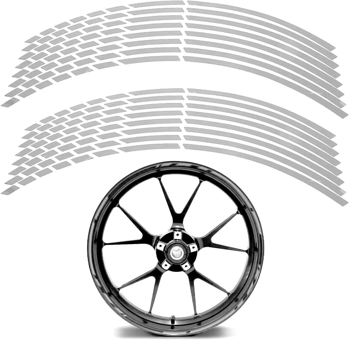 Inovra Plus - Velgenstickers reflecterend blauw zilverkleurig - Complete set voor motorfiets fiets auto