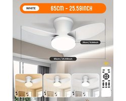 Nivard Plafondventilator - Met Verlichting - Plafond Ventilator - Met Lamp - Plafonniere Met Ventilator - Met Licht - Wit - 88cm