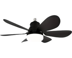 Livano Plafondventilator - Met Verlichting - Plafond Ventilator - Met Lamp - Plafonniere Met Ventilator - Met Licht - Zwart - 50cm - 2 Stuks
