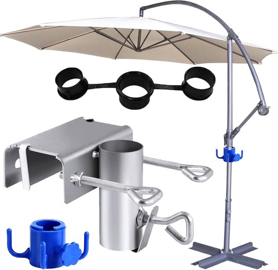 Parasolklem - Parasolhouder - Parasolvoeten - staal - zilver - Geen Parasolvoet Nodig