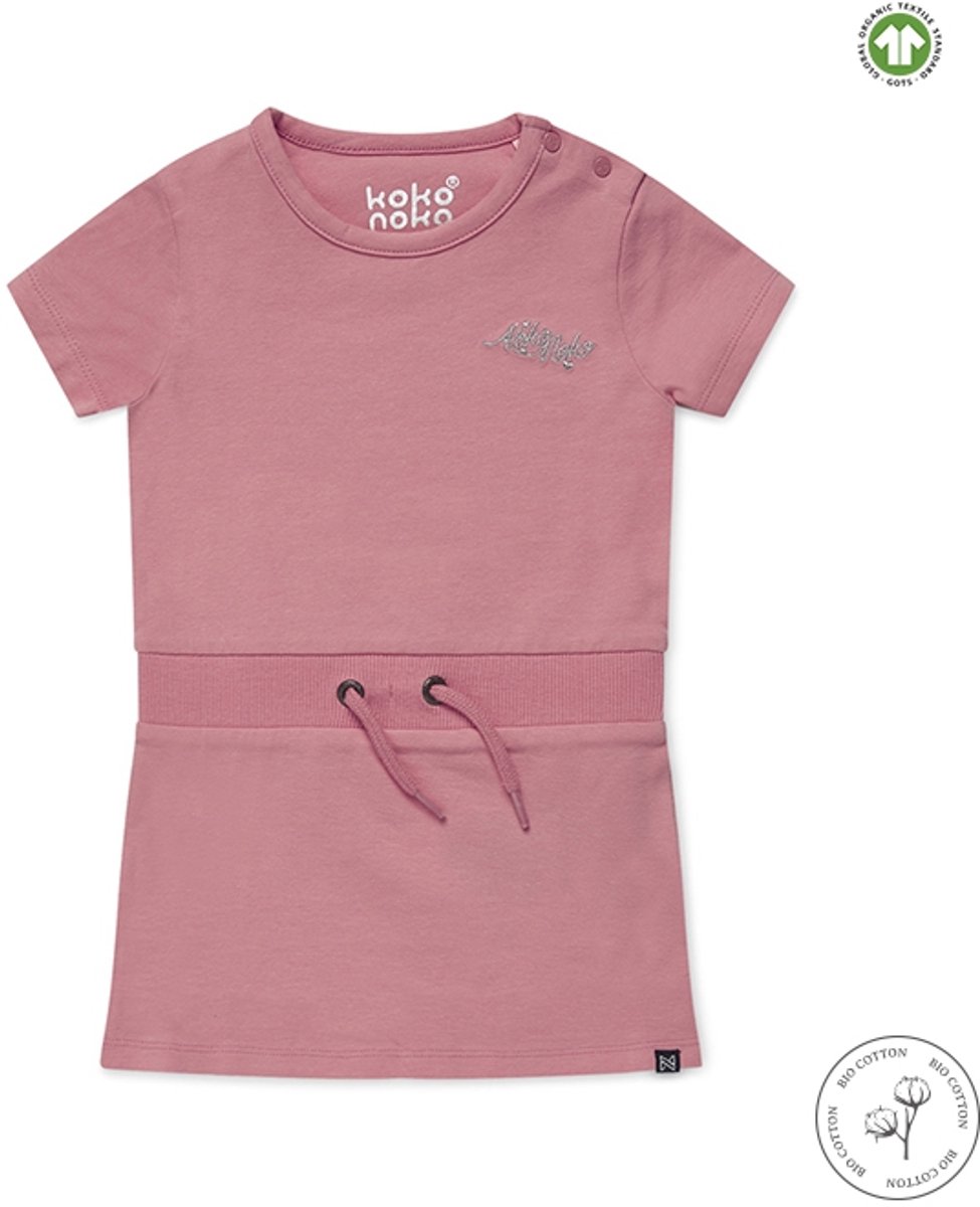 Koko Noko meisjes Bio Cotton korte mouwen jurk Nala Bright Pink
