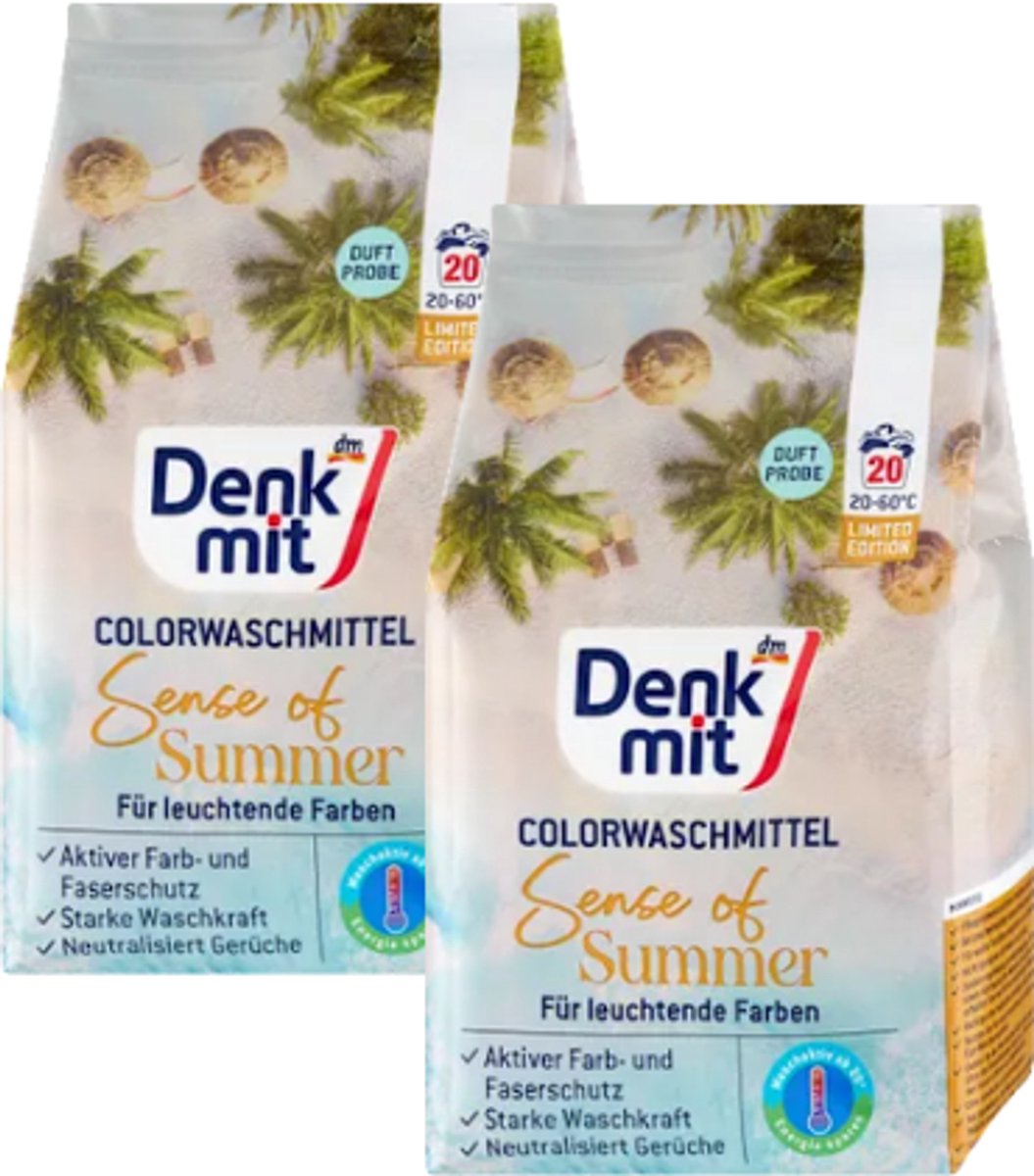 Denkmit Kleurwaspoeder - Multipack - Sense of Summer | 2x 1,3kg - 20 Wasbeurten - Zomerse geur