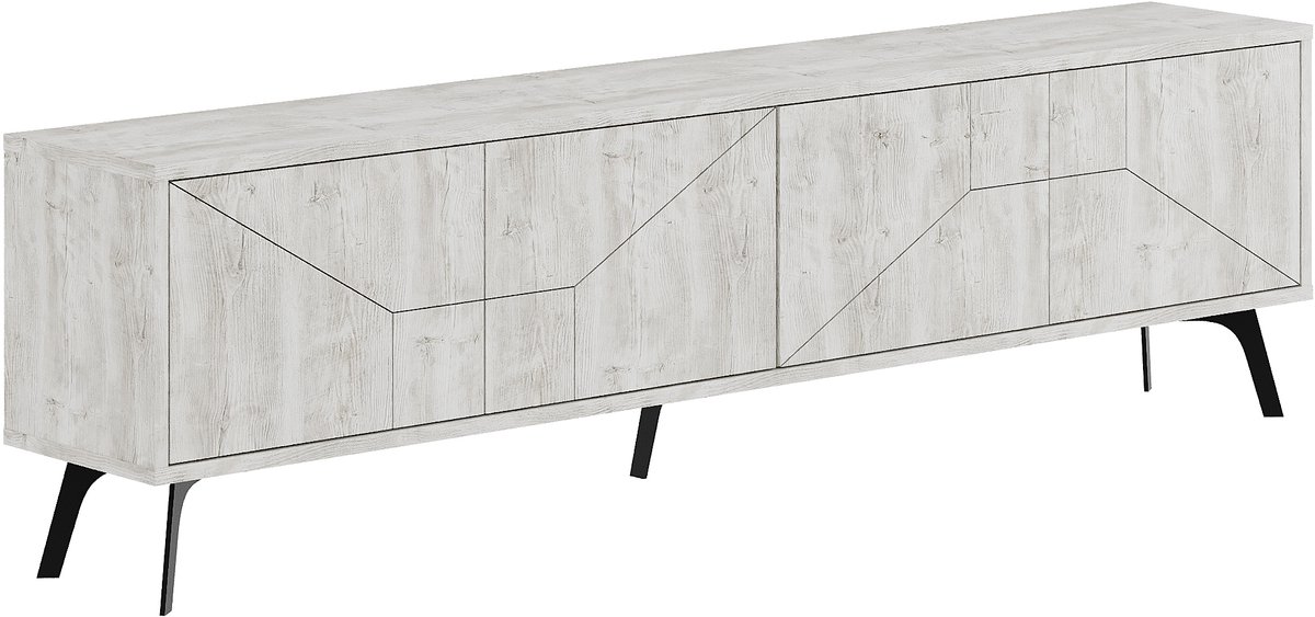 Hocus Picus TV Meubel 4 Deuren - Antiek Wit - 180x30x50 cm