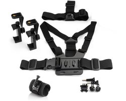 MOJOGEAR A03 Hoofd-, Borst- & Polsband Kit - Voor GoPro & Smartphone - Volledig Verstelbaar - Kunststof - Zwart