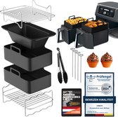 UNBOX Dubbele Airfryer Accessoires Set - Geschikt voor Dual Airfryers - Ninja Foodi AF400 AF300 AF451 - Dubbele Airfryer - Inclusief Airfryer Siliconen Bakje & E-Book