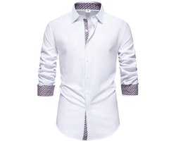 ALLTHEMEN Mannen Chambray Ruit Overhemd - Slank Fit Kreukvrij - XL