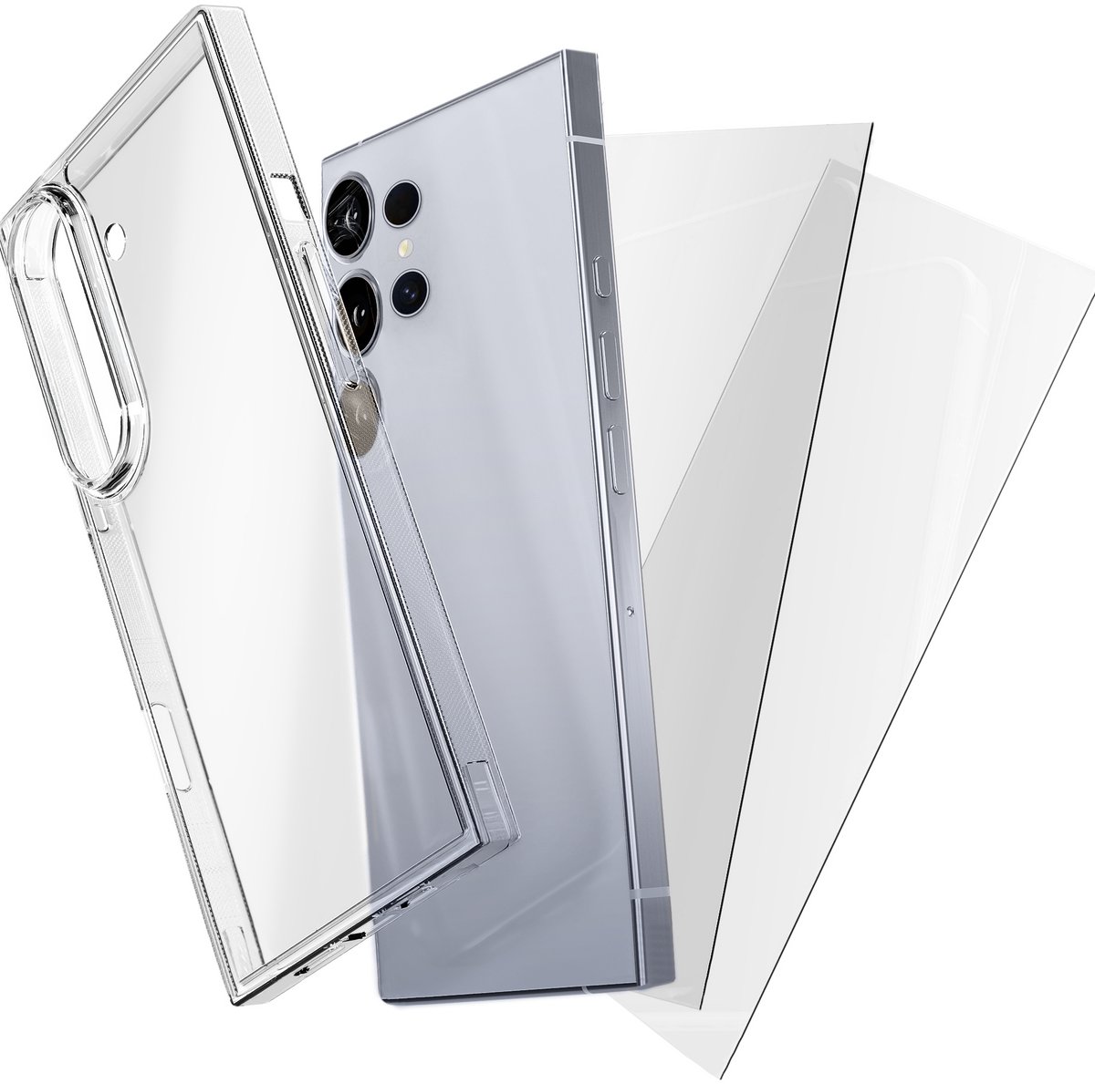 Hoesje geschikt voor Samsung S25 Ultra Transparant - 2x screenprotector - beschermglas screen protector- Anti Shock case