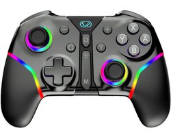 Gloovon® - Draadloze Controller - Bluetooth - RGB-lichteffecten - Nintendo Accessoires - Geschikt voor Nintendo Switch/ OLED/ PC - Zwart