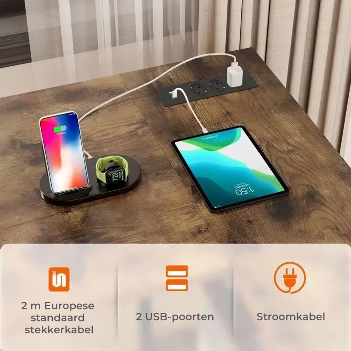 Mihtrov Gaming Bureau met LED Verlichting - L-Vormig Game Bureau met Stopcontact - 2 Non Woven Lade