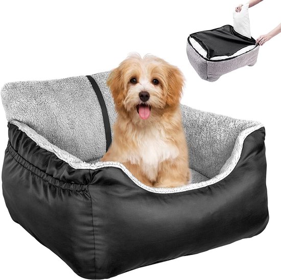 Panier pour chien Proun pour la voiture - 100 % sécurisé avec ceinture de sécurité - Lavable - Coussin pour chien - Panier pour chat - Lit pour chien - Siège auto