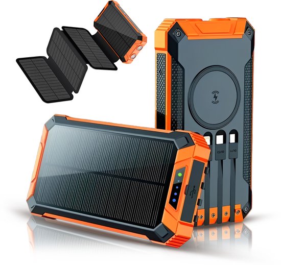 Tech Solar Powerbank 26800 mAh met Ingebouwde Kabels - Tech - €69,95