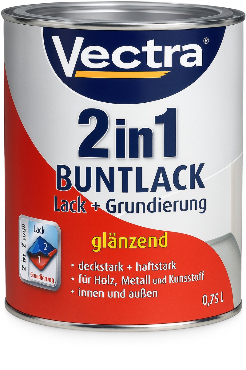 Vectra 2‑in‑1 Lak + Primer – Glanzend – Notenbruin – 0,75 L – Primer én Aflak in Eén - 3 stuks