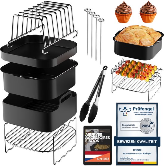 UNBOX Airfryer Accessoires Set - Geschikt voor Philips Airfryer XL & Airfryer XXL HD9650, HD9880 - Princess - Inventum - Friteuse Tefal - Ninja - Tristar Airfryer - Inclusief Airfryer Siliconen Bakje & e-Receptenboek
